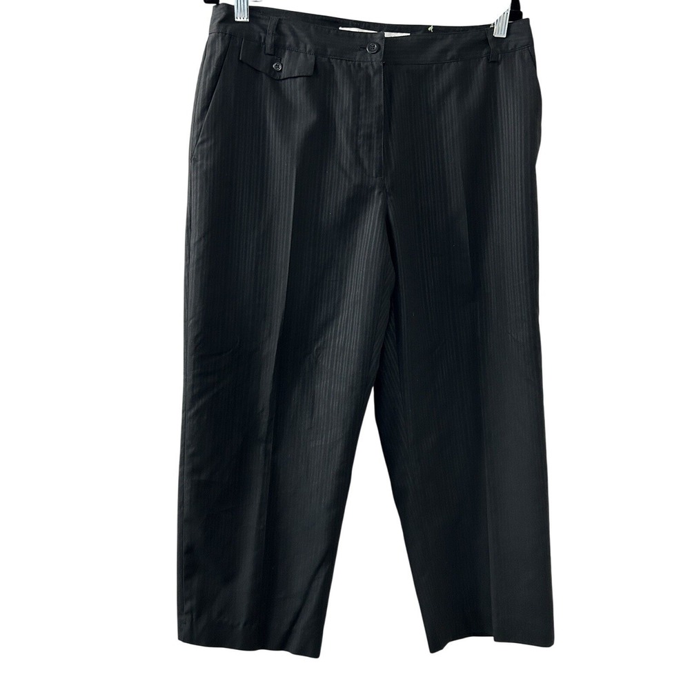 Lizgolf Pinstripe Audra Crop Pants 12 Black Liz Claiborne Dark Academia‎ Golf